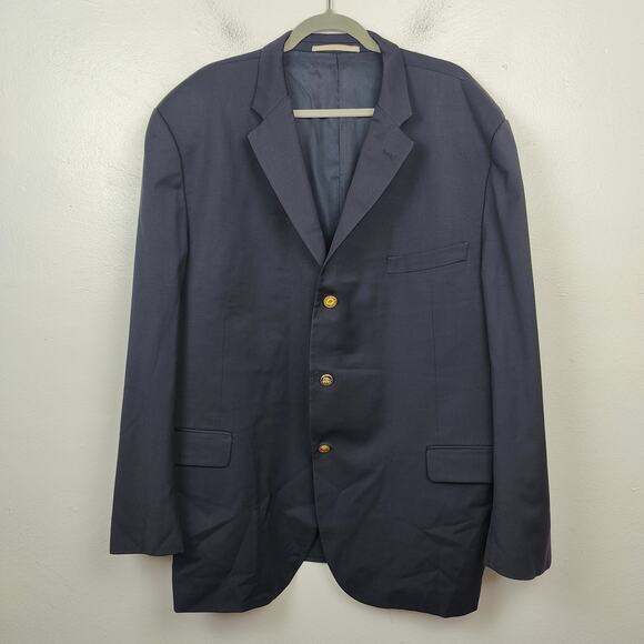 Burberry London Blazer Mens 52 US 42 Navy Blue 100% Wool 3 Button‎ Jacket Suit - Picture 1 of 11